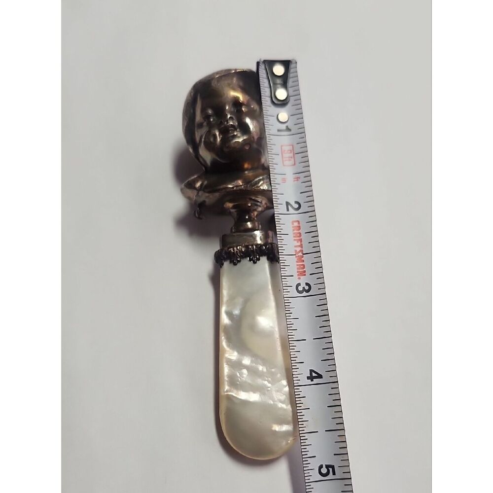 Antique Victorian Sterling Silver Baby Rattle Mother of Pearl - Picture 9 of 9